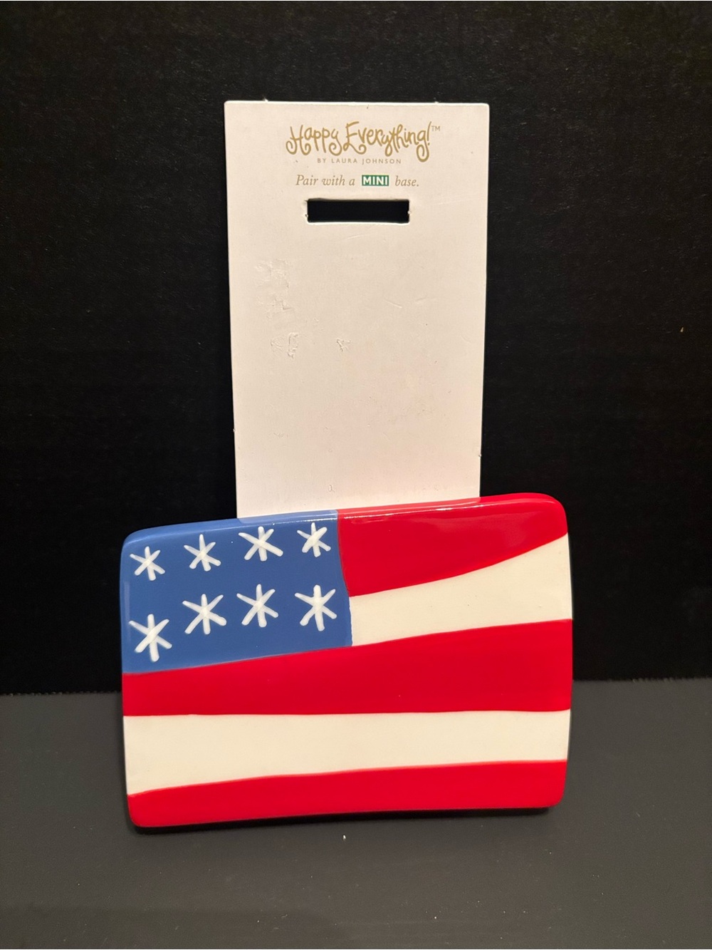 Happy Everything Ceramic American Flag Accent Piece- Red, White & Blue